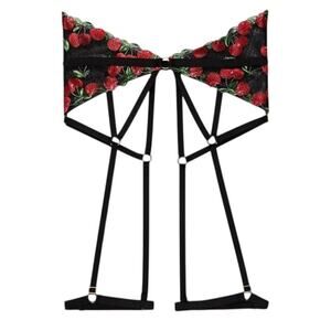 Victoria's Secret Very Sexy Garter Belt - Black and Red Cherry - XS / Small